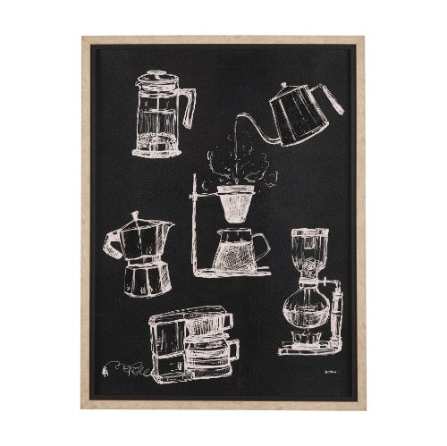 14692 - Coffee Maker Study by Mercana Studio a Hand Embellished Textured Framed Art Print Matted under Glass