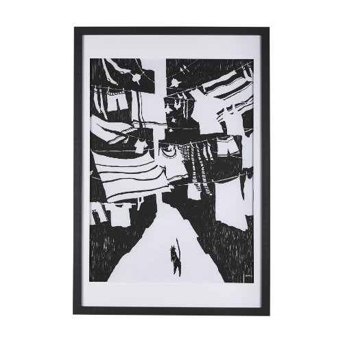 14695 - National Laundry Day by Mercana Studio Hand Embellished Textured Framed Art Print Matted under Glass