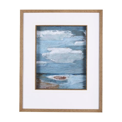14696 - Cloud Bay I by Mercana Studio a Hand Embellished Textured Framed Art Print Matted under Glass