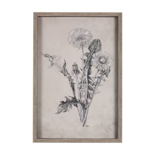 Dandelion Drawing II by Mercana Studio Hand Embellished Textured Framed Art Print Matted under Glass