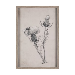 Thistle With Bumblebee Drawing IV Mercana Studio Hand Embellished Framed Art Print Matted under Glas