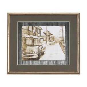 Vintage Car Picture I by Mercana Studio Hand Embellished Textured Framed Art Print Matted under Glas