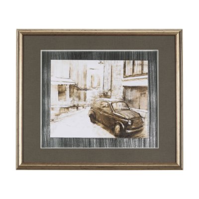 14710 - Vintage Car Picture II by Mercana Studio Hand Embellished Framed Art Print Matted under Glass