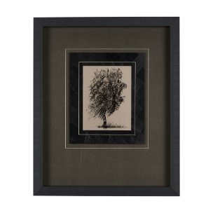 Tree Drawing II by Mercana Studio a Hand Embellished Textured Framed Art Print Matted under Glass
