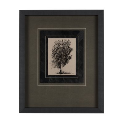 14719 - Tree Drawing II by Mercana Studio a Hand Embellished Textured Framed Art Print Matted under Glass