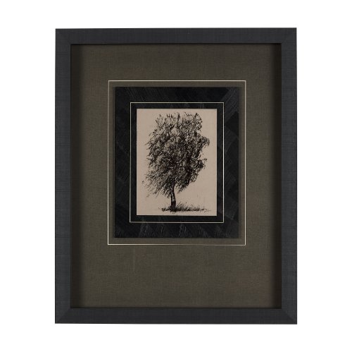 14719 - Tree Drawing II by Mercana Studio a Hand Embellished Textured Framed Art Print Matted under Glass