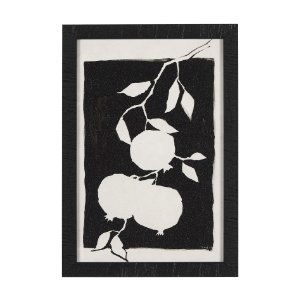 Pomegranate Branch Silhouette by Mercana Studio a Hand Embellished Textured Framed Art Print