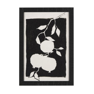 14735 - Pomegranate Branch Silhouette by Mercana Studio a Hand Embellished Textured Framed Art Print