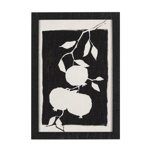 14735 - Pomegranate Branch Silhouette by Mercana Studio a Hand Embellished Textured Framed Art Print