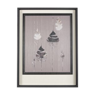 Rain of Feather Warm Gray by Mercana Studio Hand Embellished Framed Art Print Matted under Glass