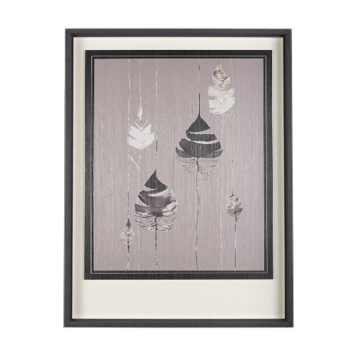 14748 - Rain of Feather Warm Gray by Mercana Studio Hand Embellished Framed Art Print Matted under Glass