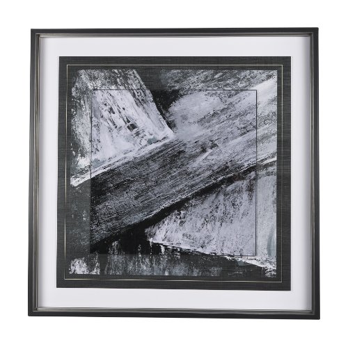 14751 - Black Composition I by Mercana Studio Hand Embellished Textured Framed Art Print Matted under Glass