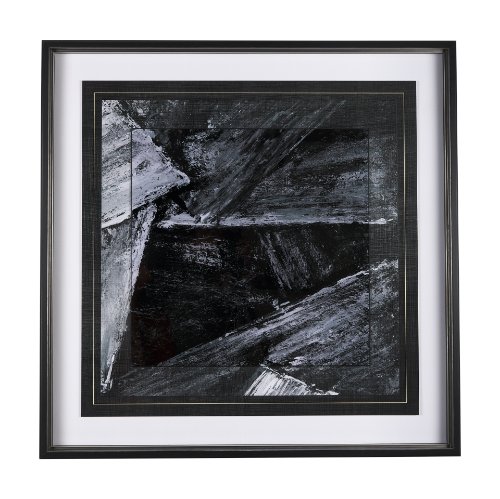 14752 - Black Composition II by Mercana Studio Hand Embellished Textured Framed Art Print Matted under Glass