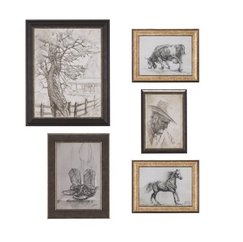 14783 - Old West Collection I ( Farm view) by Mercana Studio a Hand Embellished Textured Framed Art Print