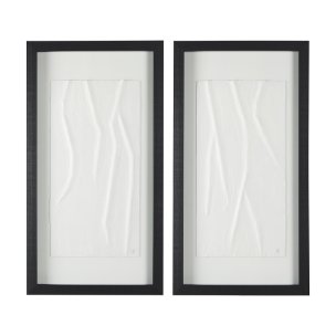 White Vines I (SET OF 2) by Studio M a handmade Original Framed 3D Textured Artwork under Glass