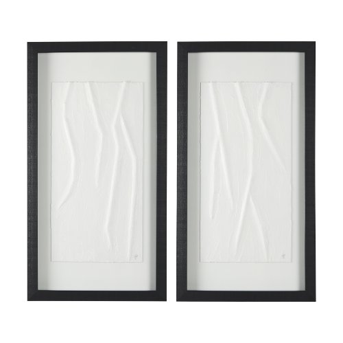 14788 - White Vines I (SET OF 2) by Studio M a handmade Original Framed 3D Textured Artwork under Glass