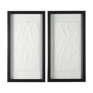 White Vines II (SET OF 2) by Studio M a handmade Original Framed 3D Textured Artwork under Glass