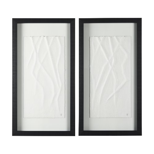 14789 - White Vines II (SET OF 2) by Studio M a handmade Original Framed 3D Textured Artwork under Glass