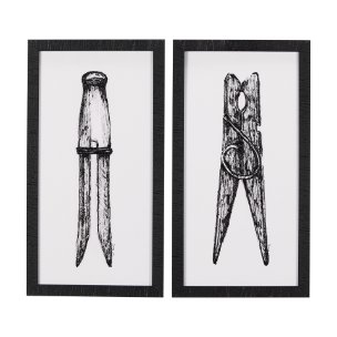 Vintage Cloth Peg I by Mercana Studio a Hand Embellished Textured Framed Art Print