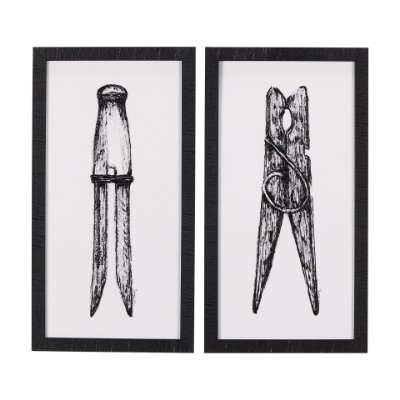 14791 - Vintage Cloth Peg I by Mercana Studio a Hand Embellished Textured Framed Art Print