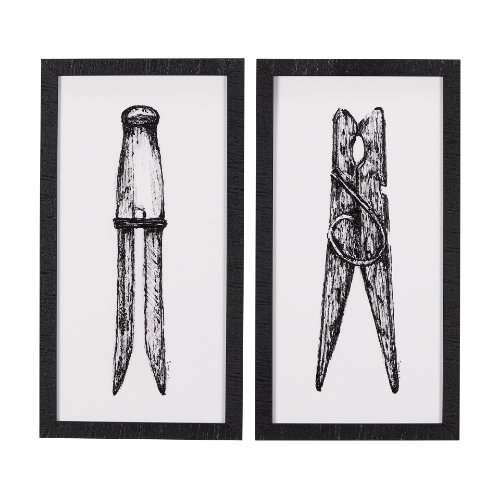 14791 - Vintage Cloth Peg I by Mercana Studio a Hand Embellished Textured Framed Art Print