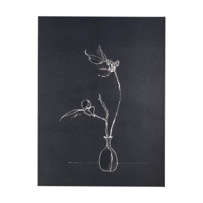 102448-L - Ikebana Dark II by Mercana Studio a Hand Embellished Textured Canvas