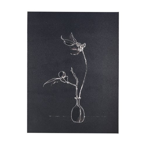102448-L - Ikebana Dark II by Mercana Studio a Hand Embellished Textured Canvas