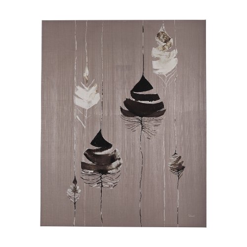 102498-L - Rain of Feather Warm Gray by Mercana Studio a Hand Embellished Textured Canvas