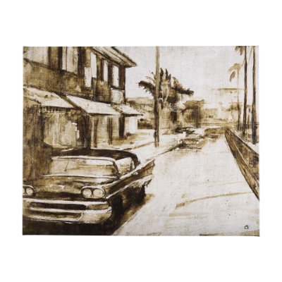 102509-L - Vintage Car Picture I by Mercana Studio a Hand Embellished Textured Canvas
