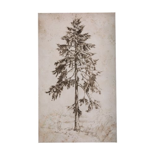 102506-L - Westcoast Tree Drawing II by Mercana Studio a Hand Embellished Textured Canvas