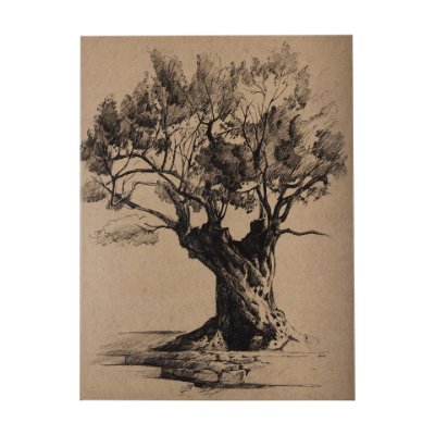 102501-L - Tree Drawing I by Mercana Studio a Hand Embellished Textured Canvas