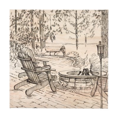 102483-L - Fireside III by Mercana Studio a Hand Embellished Textured Canvas