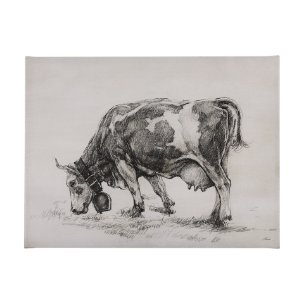 Old West Collection IV (Cow Sketch) by Mercana Studio a Hand Embellished Textured Canvas