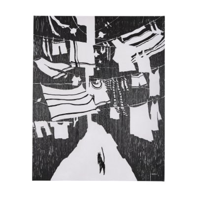 102440-L - National Laundry Day by Mercana Studio a Hand Embellished Textured Canvas