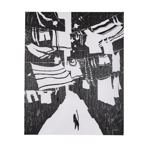 102440-L - National Laundry Day by Mercana Studio a Hand Embellished Textured Canvas