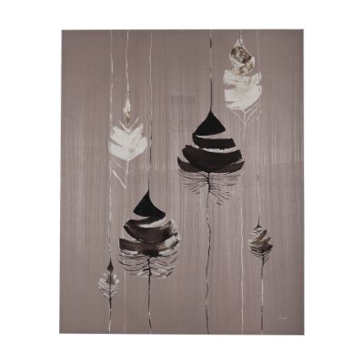 102498-S - Rain of Feather Warm Gray by Mercana Studio a Hand Embellished Textured Canvas
