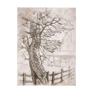 Old West Collection I ( Farm view) by Mercana Studio a Hand Embellished Textured Canvas