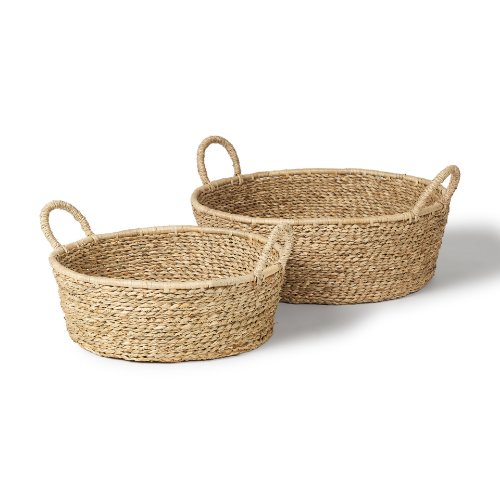 70224 - Ayanna Set of 2 Deep Nesting Seagrass Baskets w/ Handles