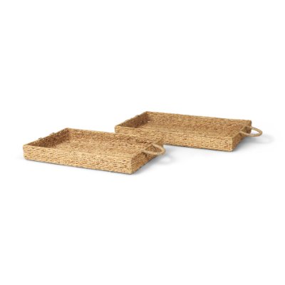 70227 - Hona Set of 2 Large Rectangular Nesting Water Hyacinth Trays