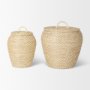 70232 - Kalopa Set of 2 Seagrass Floor Baskets w/ Flat Handled Lid
