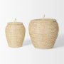 70232 - Kalopa Set of 2 Seagrass Floor Baskets w/ Flat Handled Lid