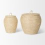 70232 - Kalopa Set of 2 Seagrass Floor Baskets w/ Flat Handled Lid