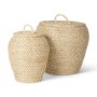 70232 - Kalopa Set of 2 Seagrass Floor Baskets w/ Flat Handled Lid
