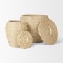 70232 - Kalopa Set of 2 Seagrass Floor Baskets w/ Flat Handled Lid