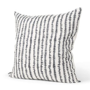 Jenna 22x22 Cream w/ Black Print Linen Square Decorative Pillow Cover