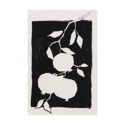 102419-L - Pomegranate Branch Silhouette by Mercana Studio a Hand Embellished Textured Canvas