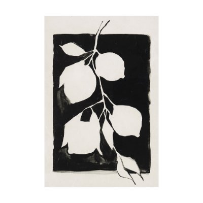 102420-L - Lemon Branch Silhouetee by Mercana Studio a Hand Embellished Textured Canvas