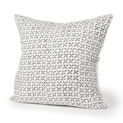70313 - Jayden 22x22 Cream w/ Black Print Linen Square Pillow Cover