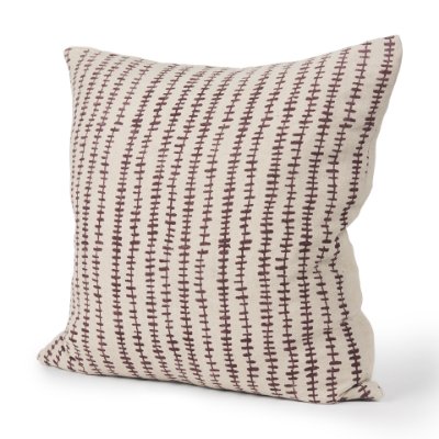 70323 - Jenna 22x22 Beige w/ Merlot Print Linen Square Decorative Pillow Cover