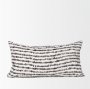 70322 - Jenna 14x26 Cream/Black Print Linen Lumbar Decorative Pillow Cover